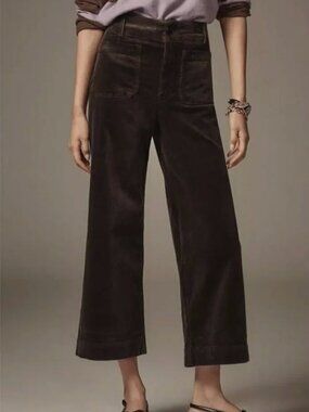 Anthropologie Maeve The Collete Cropped Wide-Leg Corduroy Pants